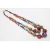 2 Line String Necklace Women Oxidized Metal Natural Multi Color Gem Stones B25